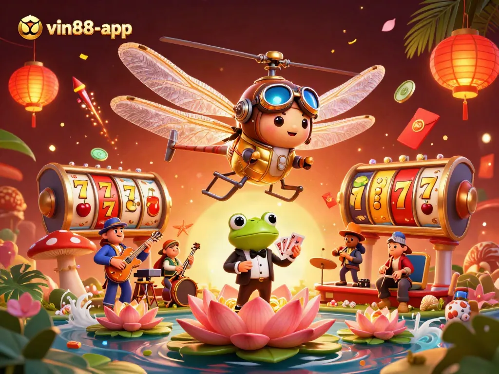 Experience thrilling gameplay at vin88-app with dynamic casino elements and colorful characters.